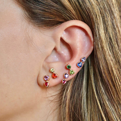 Trillion & Round Stud Earring