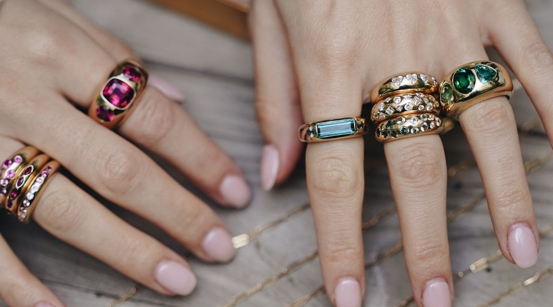 Green Ombré Skinny Nomad Ring - Claudia Mae Jewelry